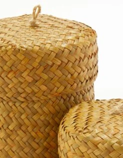 Panier Rond Tressé Avec Couvercle - Lot De 2 -Maison Textiles Magasin 242362 C01 zoomx vue3