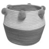 Panier De Rangement Déco à Pompons Suzy Gris/blanc