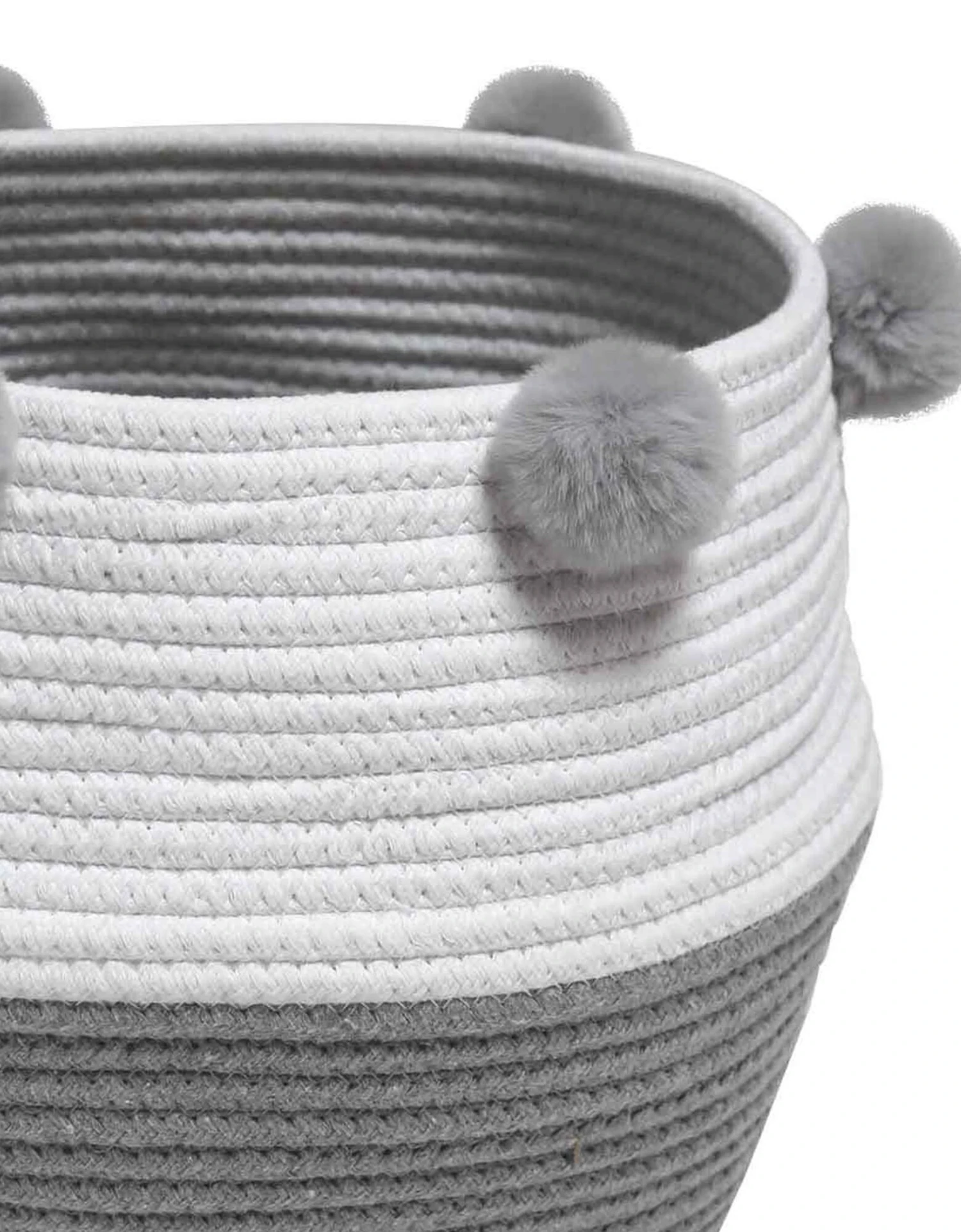 Panier De Rangement Déco à Pompons Suzy Gris/blanc 3 Panier De Rangement Déco à Pompons Suzy Gris/blanc – Image 3