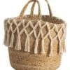 Panier Rond Jute Franges En Macramé