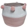 Panier De Rangement Déco à Pompons Suzy Rose/blanc
