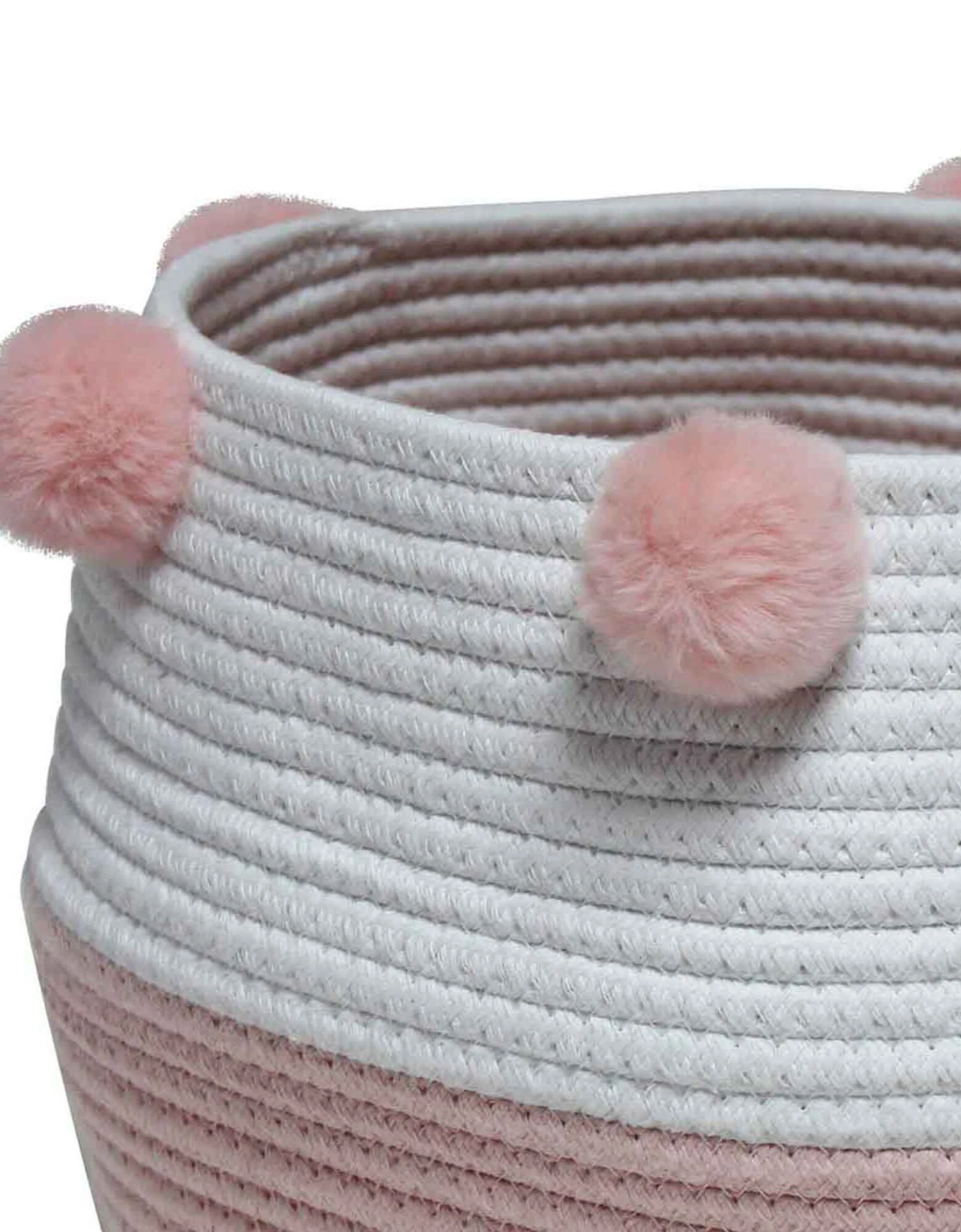 Panier De Rangement Déco à Pompons Suzy Rose/blanc 2 Panier De Rangement Déco à Pompons Suzy Rose/blanc – Image 2