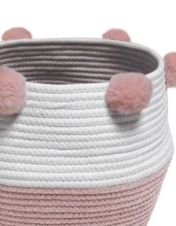 Panier De Rangement Déco à Pompons Suzy Rose/blanc 6 Panier De Rangement Déco à Pompons Suzy Rose/blanc -Maison Textiles Magasin 247024 C01 zoomx vue3
