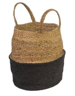 Panier Jute Tressé Naturel / Noir 7 Panier Jute Tressé Naturel / Noir -Maison Textiles Magasin 247097 C01 zoomx vue4