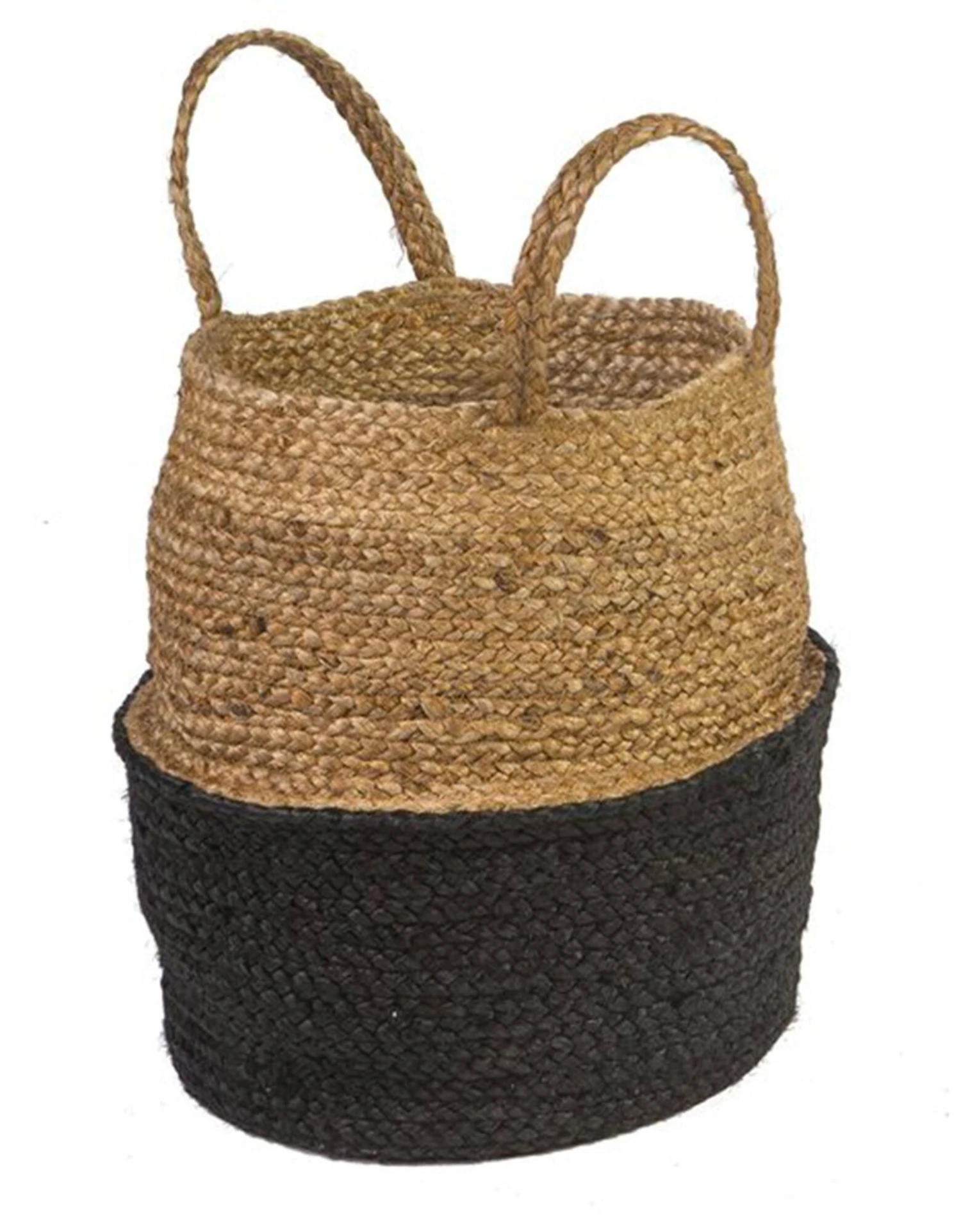 Panier Jute Tressé Naturel / Noir 4 Panier Jute Tressé Naturel / Noir – Image 4