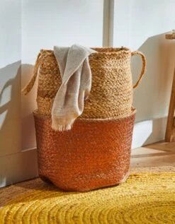 Panier Jute Tressé Naturel / Cuivre