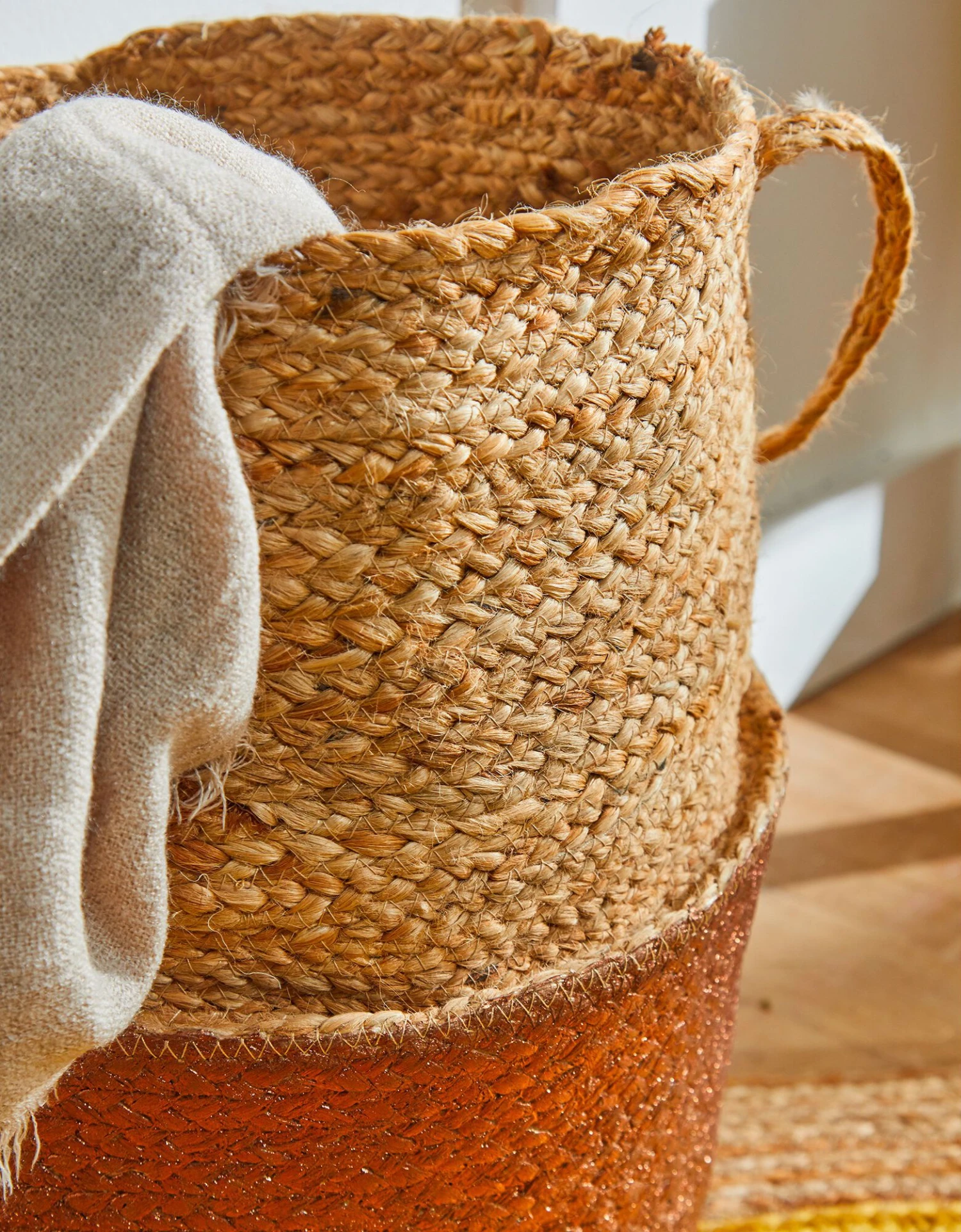 Panier Jute Tressé Naturel / Cuivre 2 Panier Jute Tressé Naturel / Cuivre – Image 2