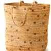 Panier Jute Tressé Naturel / Pois Cuivre