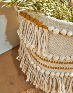 Panier Tissé Coton Blanc Cassé / Moutarde 6 Panier Tissé Coton Blanc Cassé / Moutarde -Maison Textiles Magasin 247102 C01 zoomx vue3