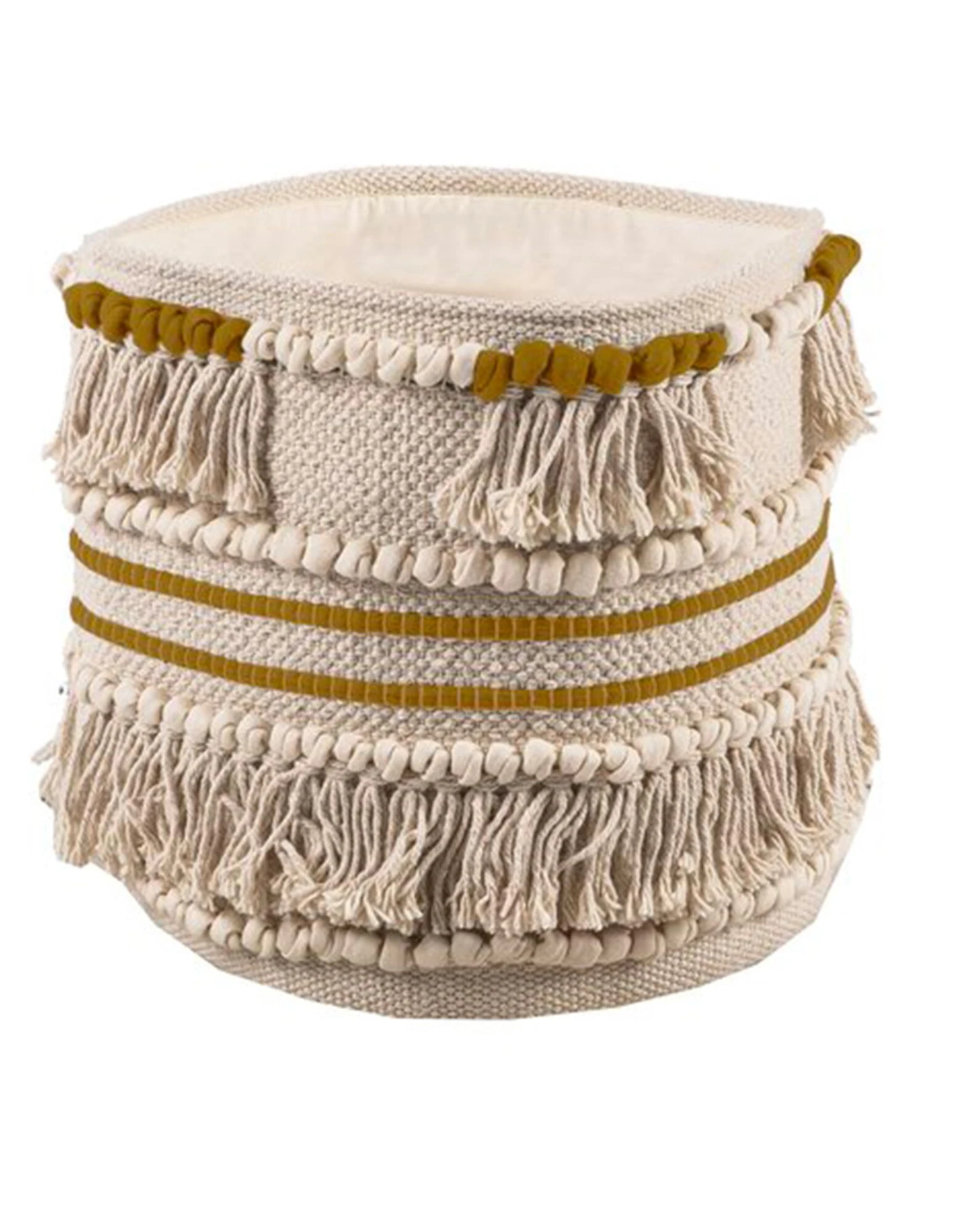 Panier Tissé Coton Blanc Cassé / Moutarde 4 Panier Tissé Coton Blanc Cassé / Moutarde – Image 4