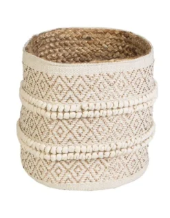 Panier Rond Ethnique Jute Véritable -Maison Textiles Magasin 247103 C01 zoomx vue4