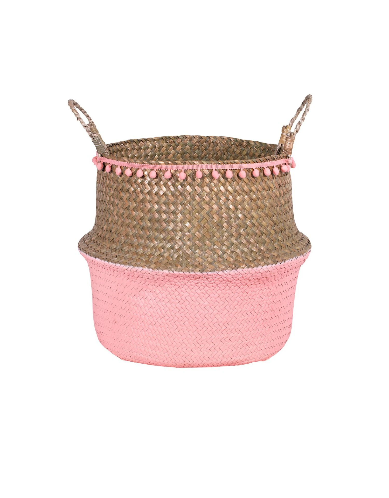 Panier De Rangement Rétractable En Jonc De Mer - Rose/naturel 1 Panier De Rangement Rétractable En Jonc De Mer - Rose/naturel