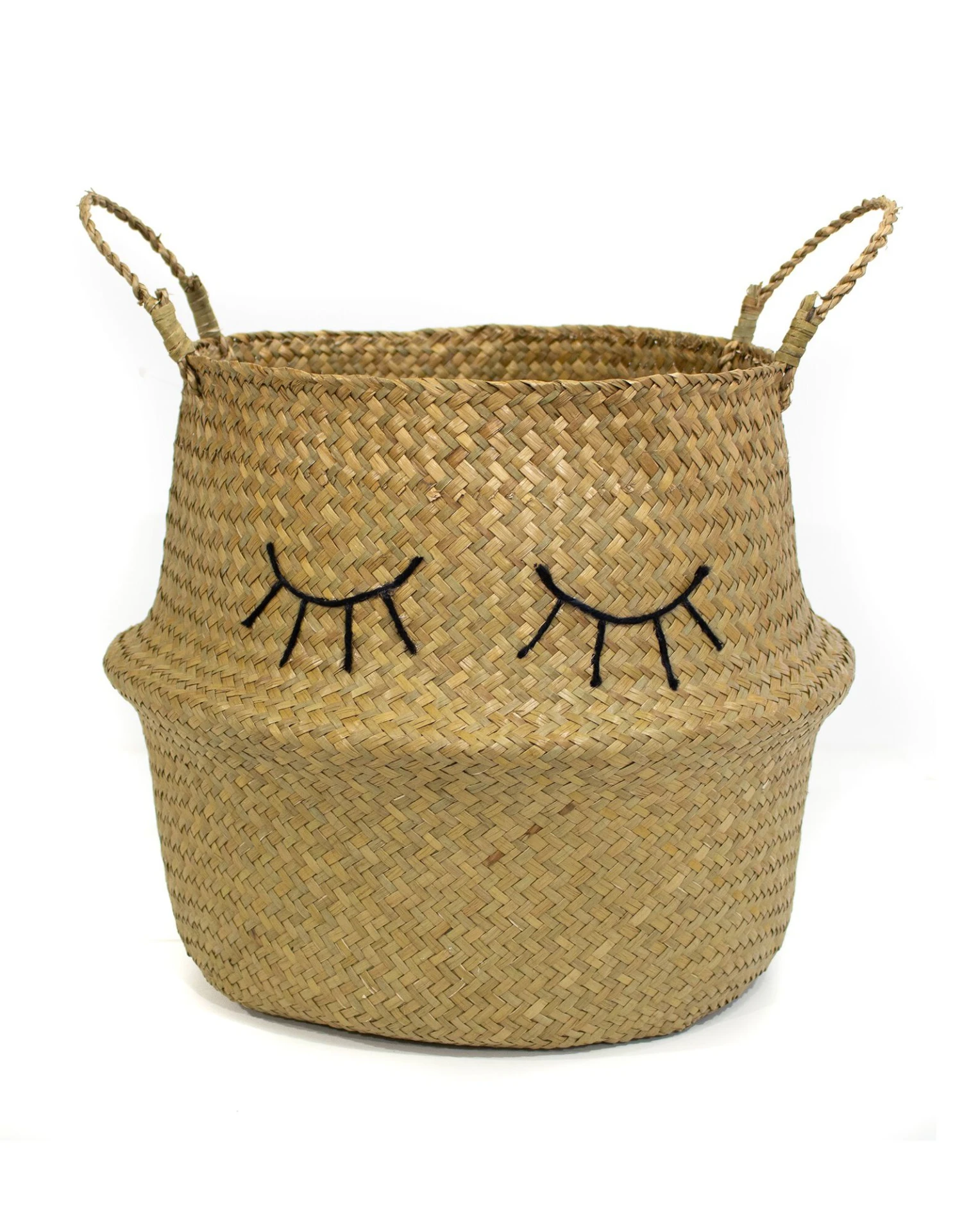 Panier De Rangement En Jonc De Mer Naturel Yeux Brodés 1 Panier De Rangement En Jonc De Mer Naturel Yeux Brodés