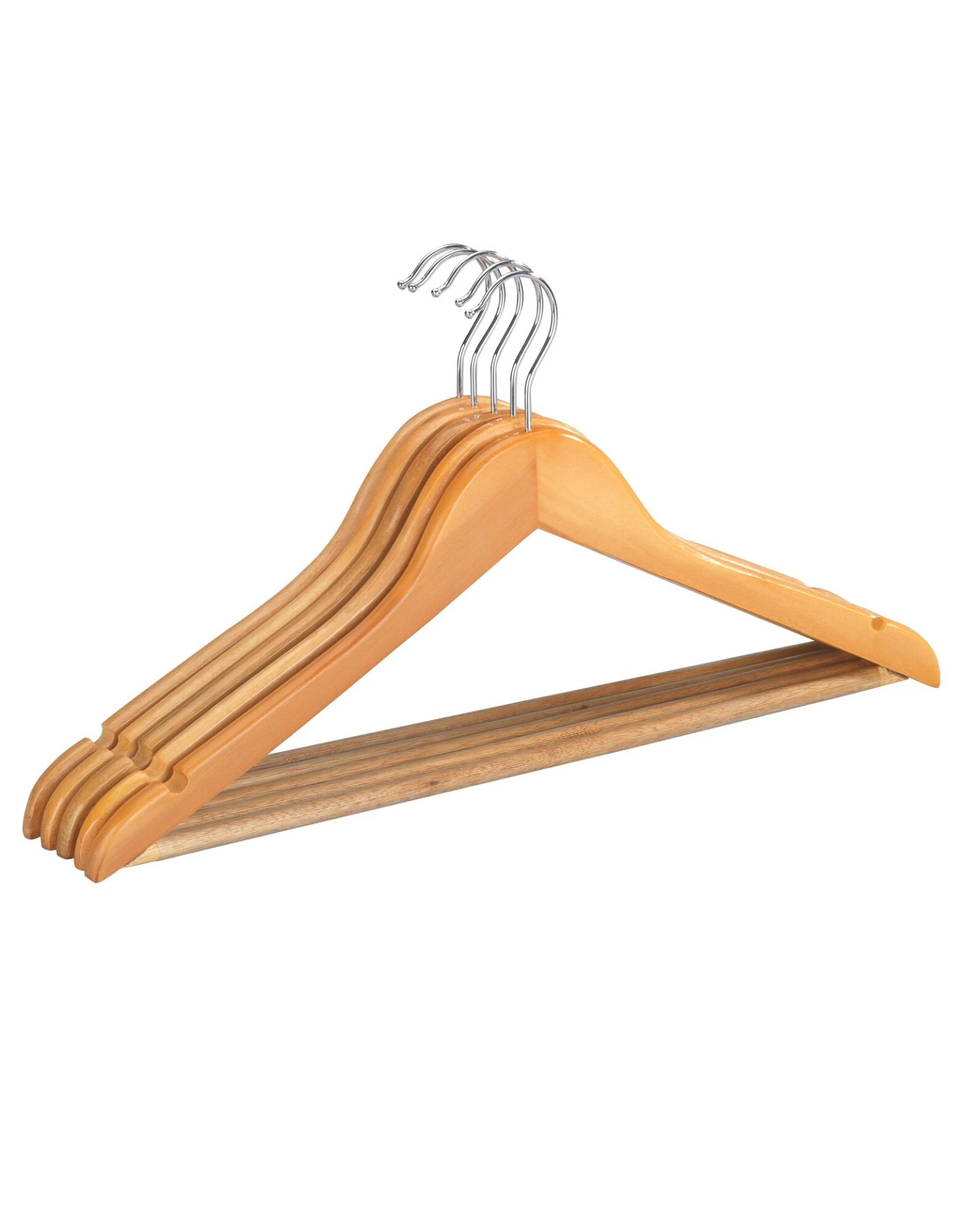 Lot De 5 Cintres Galbés En Bois Naturel 1 Lot De 5 Cintres Galbés En Bois Naturel