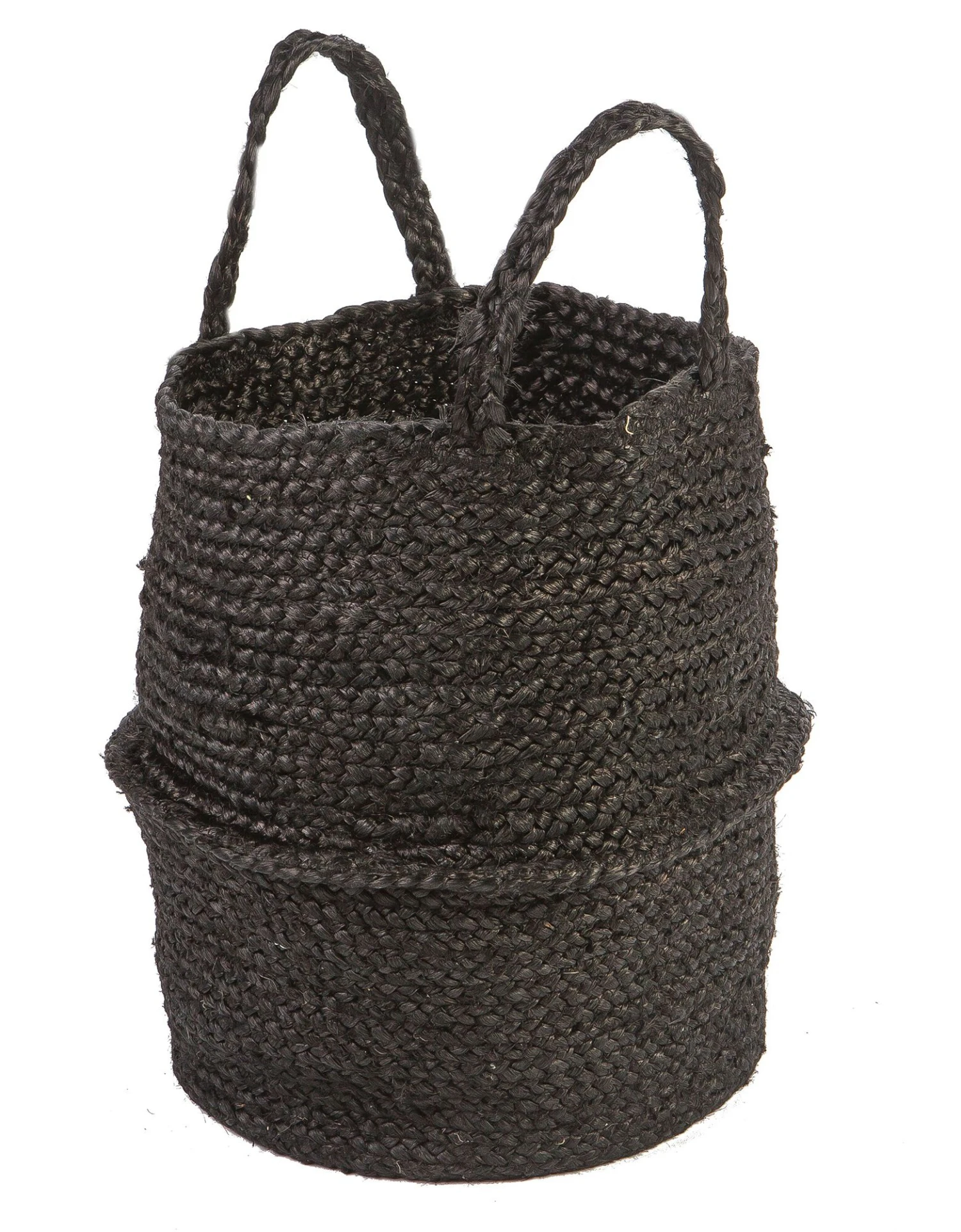 Panier Pliable Jute Tressé Noir 2 Panier Pliable Jute Tressé Noir – Image 2