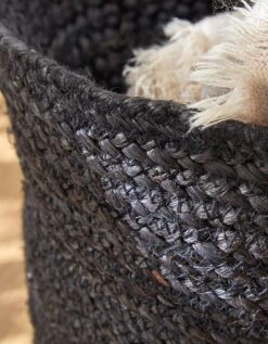 Panier Pliable Jute Tressé Noir 7 Panier Pliable Jute Tressé Noir -Maison Textiles Magasin 247560 C01 zoomx vue4