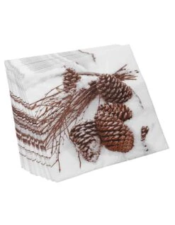Serviettes Papier Imprimé Pommes De Pin - Lot De 20