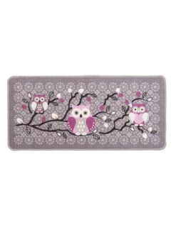 Tapis Cuisine Gris Imprimé Chouettes