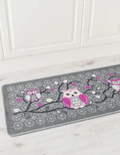 Tapis Cuisine Gris Imprimé Chouettes -Maison Textiles Magasin 291007 C01 zoomx vue4