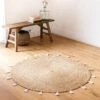 Tapis Rond En Jute Avec Pompons De Couleur