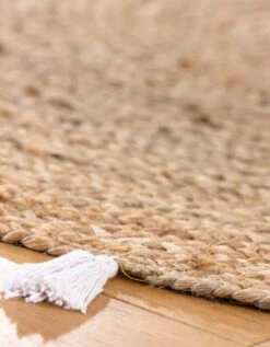 Tapis Rond En Jute Avec Pompons De Couleur -Maison Textiles Magasin 291012 C02 zoomx vue3