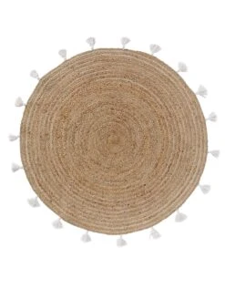 Tapis Rond En Jute Avec Pompons De Couleur -Maison Textiles Magasin 291012 C02 zoomx vue4