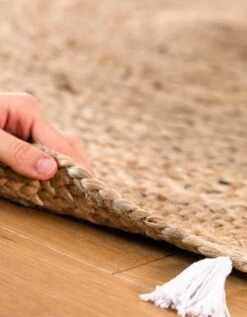 Tapis Rond En Jute Avec Pompons De Couleur -Maison Textiles Magasin 291012 C02 zoomx vue5