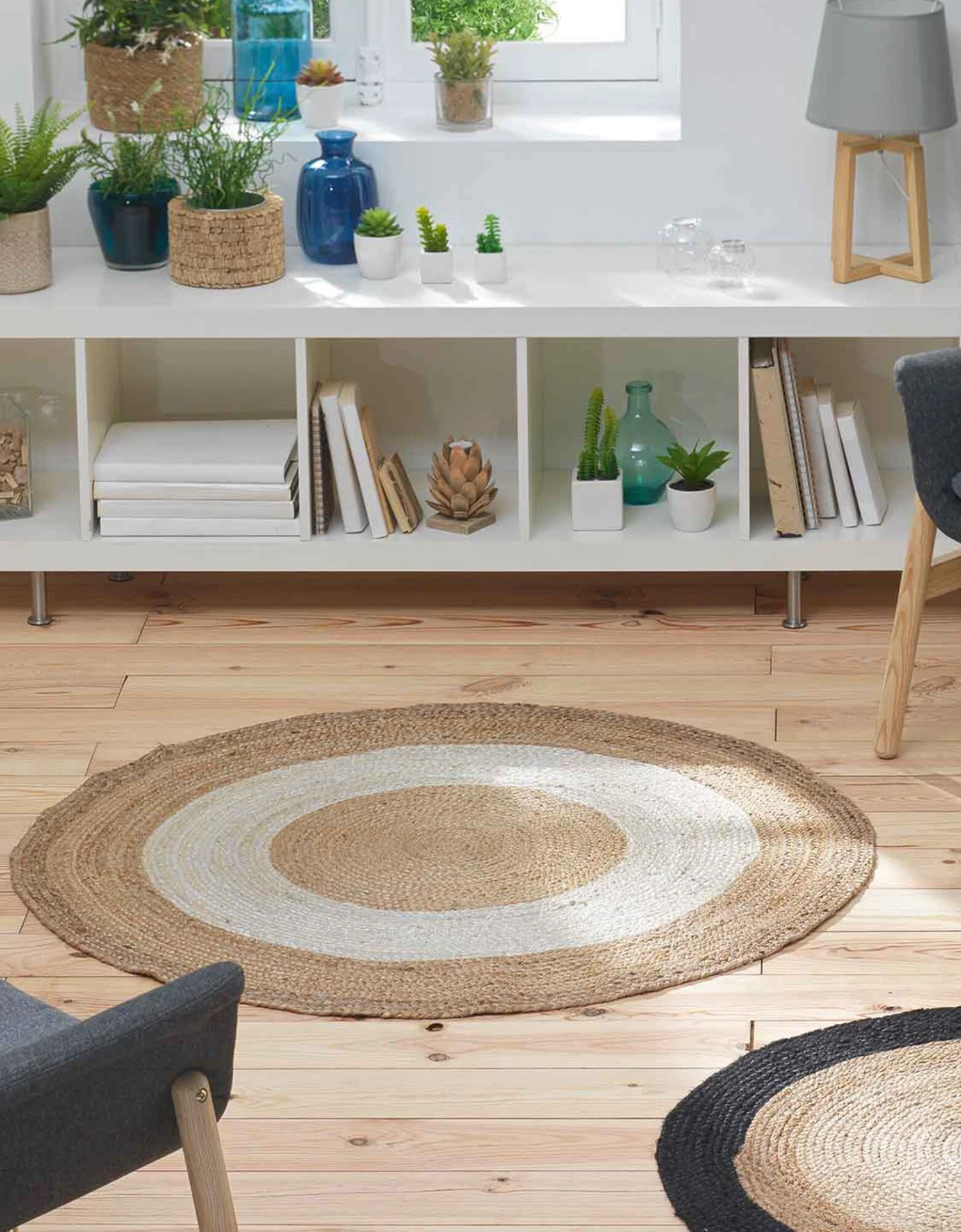 Tapis Rond Bicolore Blanc En Jute 1 Tapis Rond Bicolore Blanc En Jute