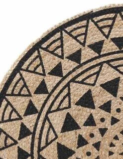 Tapis Rond En Jute Imprimé Noir -Maison Textiles Magasin 291037 C01 zoom detailRFP