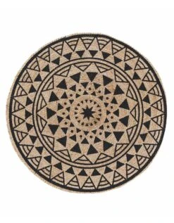 Tapis Rond En Jute Imprimé Noir -Maison Textiles Magasin 291037 C01 zoomx vue5