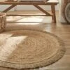 Tapis Rond Jute Naturelle à Franges