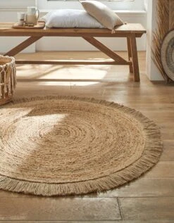 Tapis Rond Jute Naturelle à Franges