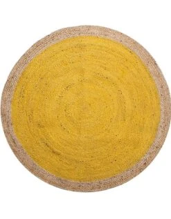 Tapis Rond Jute Bicolore Moutarde/naturel -Maison Textiles Magasin 291092 C01 zoomx vue4
