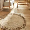 Tapis Rond Jute Naturelle Contour Bouclette
