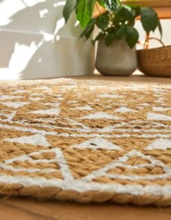 Tapis Rond En Jute Imprimé Blanc -Maison Textiles Magasin 291133 C01 zoomx vue3