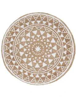 Tapis Rond En Jute Imprimé Blanc -Maison Textiles Magasin 291133 C01 zoomx vue5
