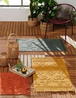 Tapis Jacquard à Franges Kaki -Maison Textiles Magasin 291182 C01 zoomx vue3