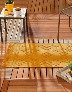 Tapis Jacquard à Franges Safran