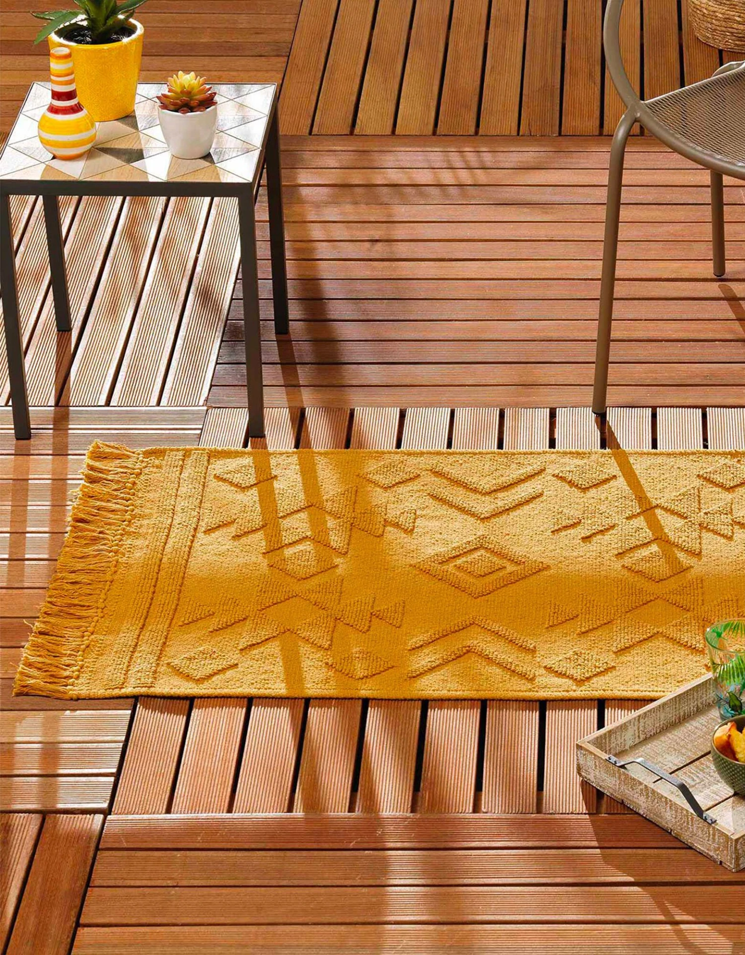 Tapis Jacquard à Franges Safran 1 Tapis Jacquard à Franges Safran