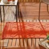 Tapis Jacquard à Franges Terracotta