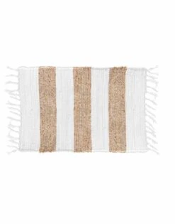 Tapis Rectangulaire Rayé Bicolore à Franges -Maison Textiles Magasin 291190 C01 zoomx vue3