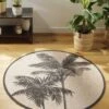 Tapis Rond Imprimé Palmiers