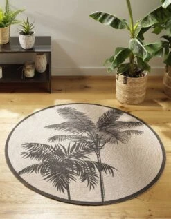 Tapis Rond Imprimé Palmiers