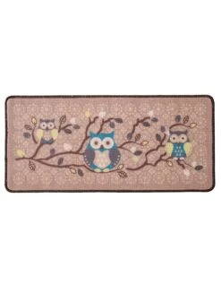 Tapis Cuisine Beige Imprimé Chouettes
