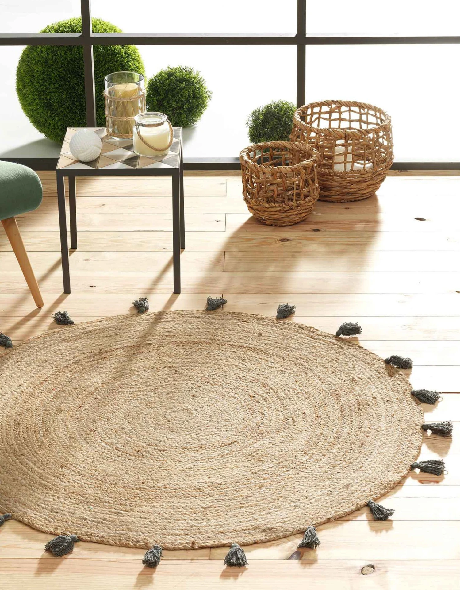 Tapis Finition Pompons - Rond 1 Tapis Finition Pompons - Rond