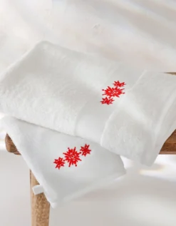 Éponge Coton Liteau Brodé Flocons De Neige - 420g/m²