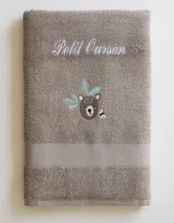 Collection éponge Enfant Brodée Ourson Personnalisable Coton