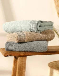 Serviette éponge Liteau Jacquard Quadrillé