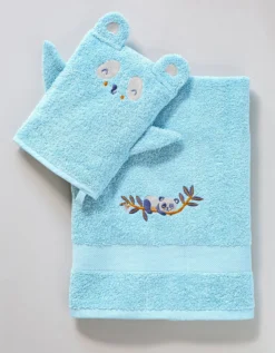 Collection éponge Enfant Brodée Panda Coton - 380 G/m²