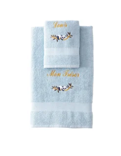 Collection éponge Enfant Brodée Panda Personnalisable, Coton